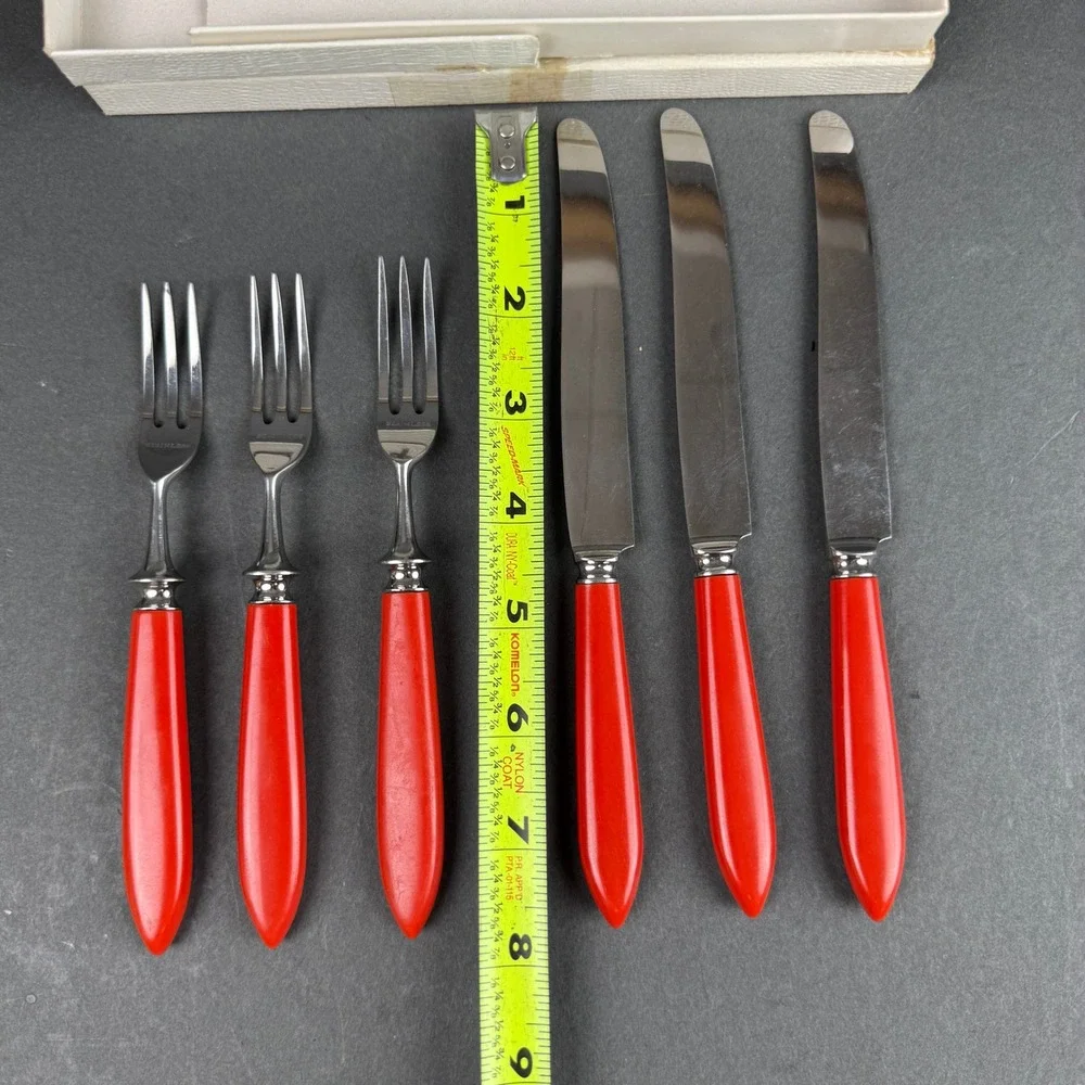Northampton Vintage Stainless Flatware Set 6pc Red Handles